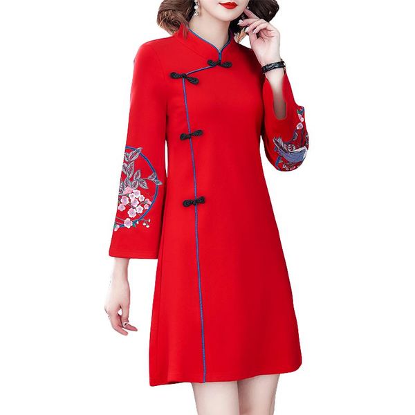 casual dresses lukaxsikax 2021 spring autumn women dress flowers embroidery speaker sleeve vintage improved cheongsam, Black;gray
casual dresses lukaxsikax 2021 spring autumn women dress flowers embroidery speaker sleeve vintage improved cheongsam, Black;gray