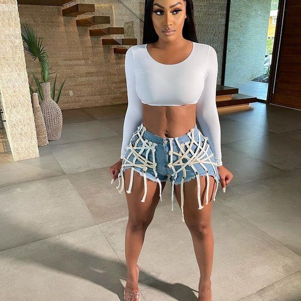 women's shorts 2021 summer casual fashion women slimming street temperament slim personality multicolor bandage jean, White;black
women's shorts 2021 summer casual fashion women slimming street temperament slim personality multicolor bandage jean, White;black