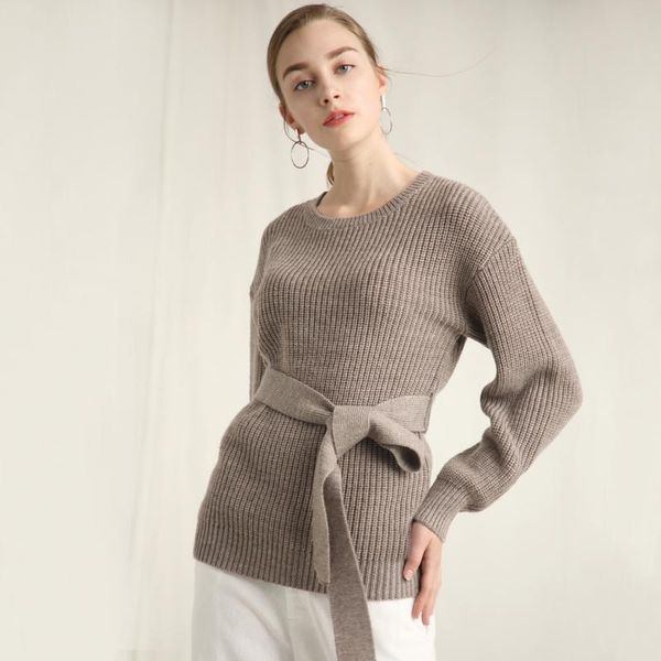 women's sweaters female pullover sweater autumn and winter texture clear waist strap collar knit women with belt, White;black
women's sweaters female pullover sweater autumn and winter texture clear waist strap collar knit women with belt, White;black
