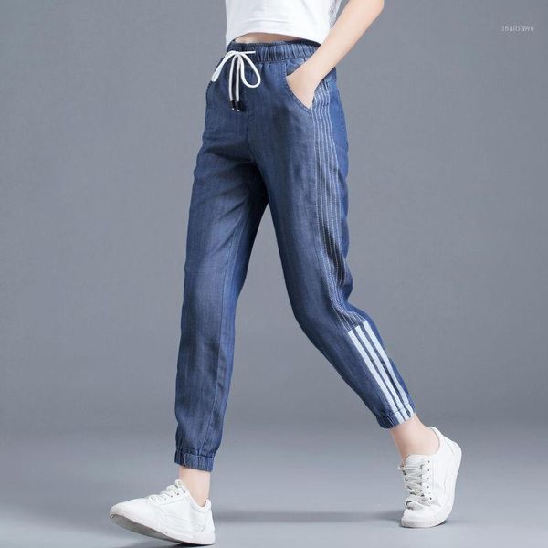 tencel jeans women's feet striped ultra-thin summer loose casual pants breathable slimming viscose fiber capri-pants, Blue
tencel jeans women's feet striped ultra-thin summer loose casual pants breathable slimming viscose fiber capri-pants, Blue