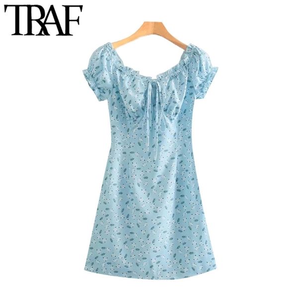 women sweet fashion with tied print ruffled mini dress vintage short sleeve side zipper female dresses vestidos 210507, Black;gray
women sweet fashion with tied print ruffled mini dress vintage short sleeve side zipper female dresses vestidos 210507, Black;gray