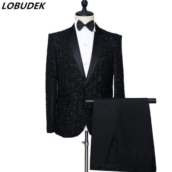 men's suits & blazers 2-piece set black stripe silk dress fashion bridegroom wedding suit banquet prom tuxedo singer host stage costume, White;black
men's suits & blazers 2-piece set black stripe silk dress fashion bridegroom wedding suit banquet prom tuxedo singer host stage costume, White;black