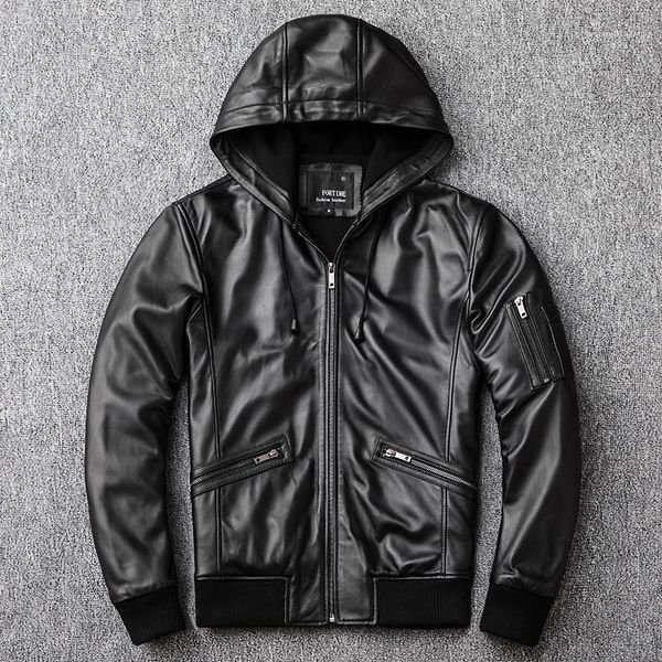 hooded leather jacket for man sheepskin casual short slim black coat motorcycle men's & faux
hooded leather jacket for man sheepskin casual short slim black coat motorcycle men's & faux