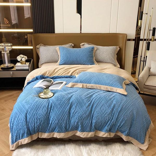 bedding sets solid color blue pink 3d carved velvet thick duvet cover set super soft warm king 4pcs bed sheet pillowcases
bedding sets solid color blue pink 3d carved velvet thick duvet cover set super soft warm king 4pcs bed sheet pillowcases