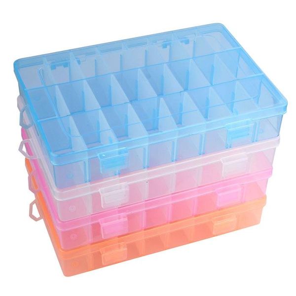 adjustable 24 compartment storage box transparent plastic practical jewelry earring case rings display organizer boxes & bins
adjustable 24 compartment storage box transparent plastic practical jewelry earring case rings display organizer boxes & bins