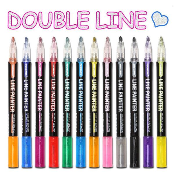 highlighters 8/12color outline highlighter pen double line paint marker pens diy scrapbooking metal glitter for drawing painting
highlighters 8/12color outline highlighter pen double line paint marker pens diy scrapbooking metal glitter for drawing painting
