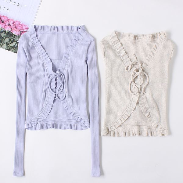 women's jackets autumn lace up short woman crop cardigans sweet slim stringy selvedge long sleeve girls fake two pieces, Black;brown
women's jackets autumn lace up short woman crop cardigans sweet slim stringy selvedge long sleeve girls fake two pieces, Black;brown