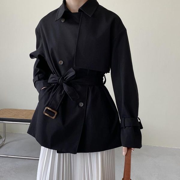 women's trench coats 2021 spring autumn back button short windbreaker women casual solid color double breasted outwear female belt, Tan;black
women's trench coats 2021 spring autumn back button short windbreaker women casual solid color double breasted outwear female belt, Tan;black