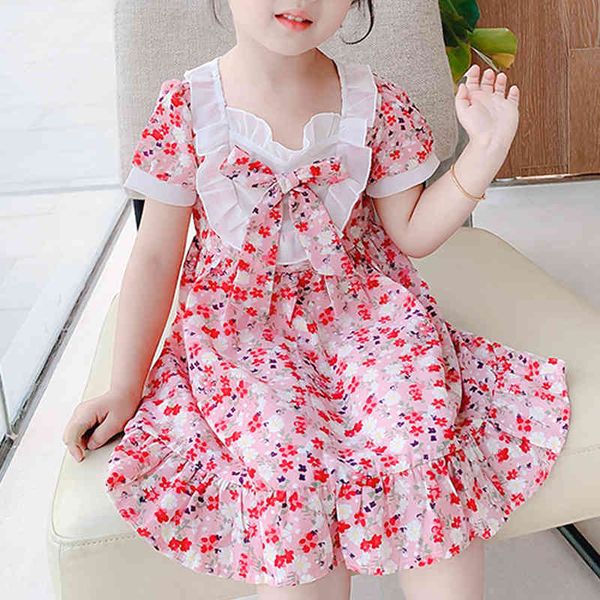 short-sleeved floral print bowknot girls dress fashion children's sweet holiday summer 210515, Red;yellow
short-sleeved floral print bowknot girls dress fashion children's sweet holiday summer 210515, Red;yellow