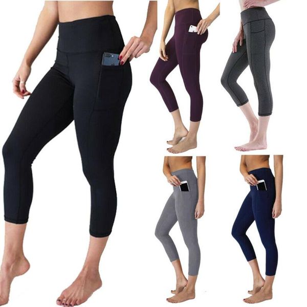 womens fitness leggings pockets running gym sports high waist jogging pants solid black women's & capris, Black;white
womens fitness leggings pockets running gym sports high waist jogging pants solid black women's & capris, Black;white