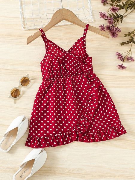 toddler girls polka dot overlap collar ruffle trim cami dress she, Red;yellow
toddler girls polka dot overlap collar ruffle trim cami dress she, Red;yellow