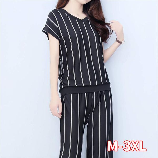 two piece dress wide-leg pants suit women summer fashion temperament mother striped casual two-piece was thin, White
two piece dress wide-leg pants suit women summer fashion temperament mother striped casual two-piece was thin, White