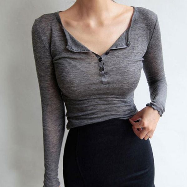 women's t-shirt women tshirt pullovers solid color long sleeve t shirt for casual v neck button irregular hem femme t-shirts, White
women's t-shirt women tshirt pullovers solid color long sleeve t shirt for casual v neck button irregular hem femme t-shirts, White