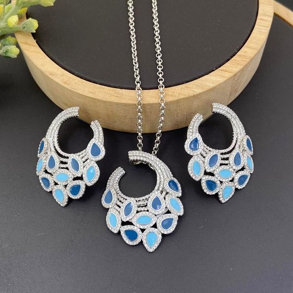 earrings & necklace vanifin fashion jewelry set graceful colours drip oil leaf micro pave with for women anniversary gifts, Silver
earrings & necklace vanifin fashion jewelry set graceful colours drip oil leaf micro pave with for women anniversary gifts, Silver