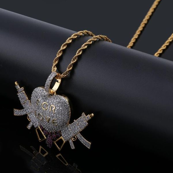 pendant necklaces heart drip with gun for love iced out necklace men tennis chain hip hop gold silver color charms jewelry
pendant necklaces heart drip with gun for love iced out necklace men tennis chain hip hop gold silver color charms jewelry