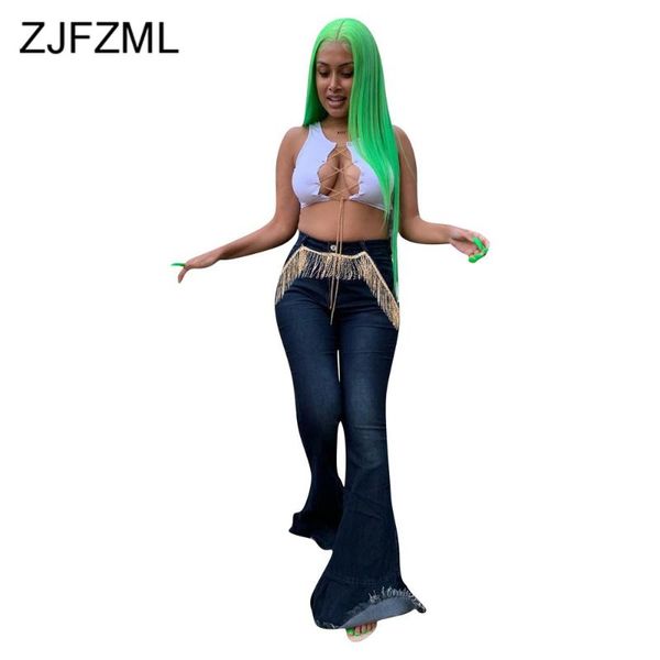 women's jeans tassels patchwork casual denim trouser women fashion high waist zipper bell bottom pant streetwear club partywear slim, Blue 
women's jeans tassels patchwork casual denim trouser women fashion high waist zipper bell bottom pant streetwear club partywear slim, Blue