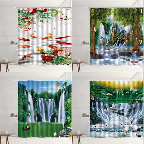 shower curtains waterfall curtain chinese style landscape koi goldfish forest plant flowers garden courtyard decor cloth bath screens set
shower curtains waterfall curtain chinese style landscape koi goldfish forest plant flowers garden courtyard decor cloth bath screens set
