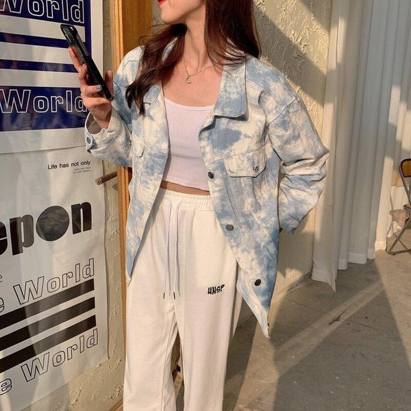 women's jackets women basic tie dye single button turn down collar sweet loose style korean ins cargo denim spring fashion female, Black;brown
women's jackets women basic tie dye single button turn down collar sweet loose style korean ins cargo denim spring fashion female, Black;brown