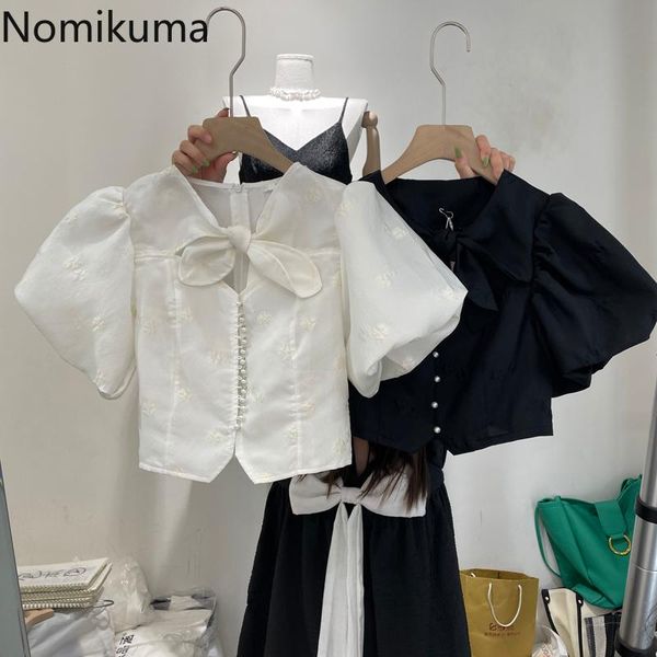 women's blouses & shirts nomikuma sweet bow tie v-neck hollow-out blouse shirt korean puff sleeve womens 2021 summer short blusas femm, White
women's blouses & shirts nomikuma sweet bow tie v-neck hollow-out blouse shirt korean puff sleeve womens 2021 summer short blusas femm, White