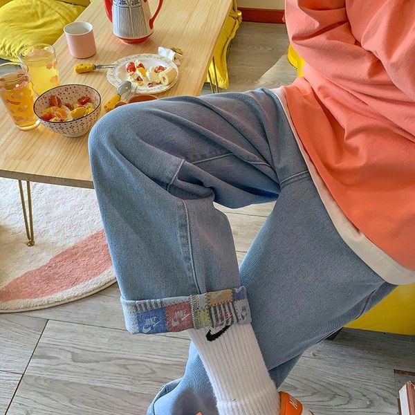 men's jeans 2021 men's autumn cuffed printed loose straight cropped trousers, Blue
men's jeans 2021 men's autumn cuffed printed loose straight cropped trousers, Blue