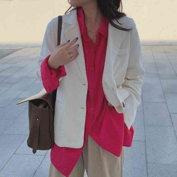ol notched vintage minimalist corduroy blazer jacket autumn winter commuting formal women blazers loose suit coat 210421, White;black
ol notched vintage minimalist corduroy blazer jacket autumn winter commuting formal women blazers loose suit coat 210421, White;black