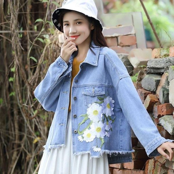 women's jackets casual punctured patch tassel jean coat female sweet girl long sleeve outwear light blue yellow flower denim jacket wom, Black;brown
women's jackets casual punctured patch tassel jean coat female sweet girl long sleeve outwear light blue yellow flower denim jacket wom, Black;brown