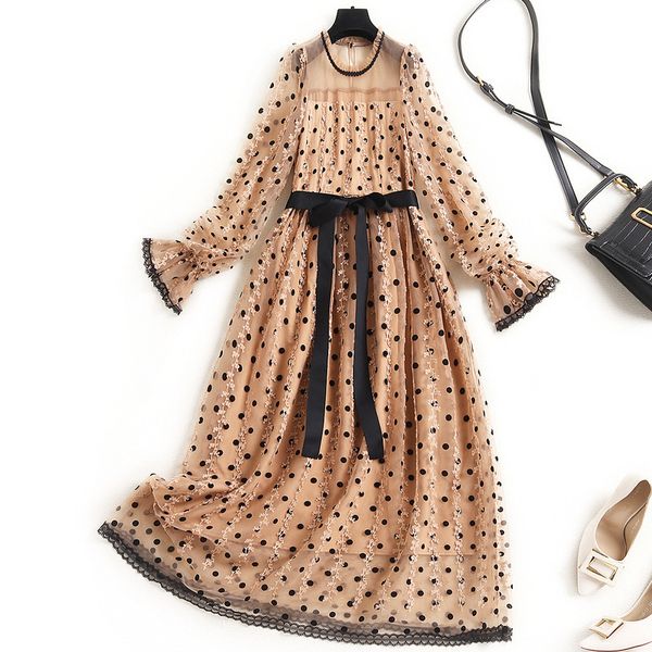 casual dresses spring summer long sleeve round neck khaki retro polka dot tulle panelled belted mid-calf dress elegant j1416748 opg4, Black;gray
casual dresses spring summer long sleeve round neck khaki retro polka dot tulle panelled belted mid-calf dress elegant j1416748 opg4, Black;gray