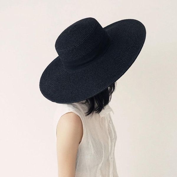 wide brim hats vintage summer beach black hat straw grass panama for women men casual jazz luxury fedora anti-uv, Blue;gray
wide brim hats vintage summer beach black hat straw grass panama for women men casual jazz luxury fedora anti-uv, Blue;gray
