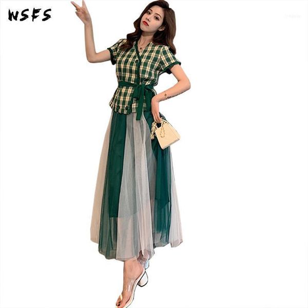 summer dresses 2 pieces set white green plaid shirts blouses ruffles wrap long aline skirt party clothes womens dress1
summer dresses 2 pieces set white green plaid shirts blouses ruffles wrap long aline skirt party clothes womens dress1