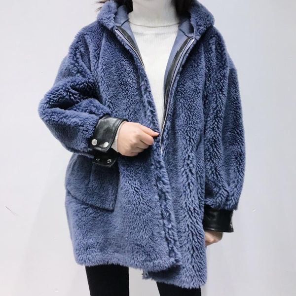 women's fur & faux 2021 fashion winter real women oversized jackets with hood and thick coats ladies lamb wool solid coat pocket, Black
women's fur & faux 2021 fashion winter real women oversized jackets with hood and thick coats ladies lamb wool solid coat pocket, Black
