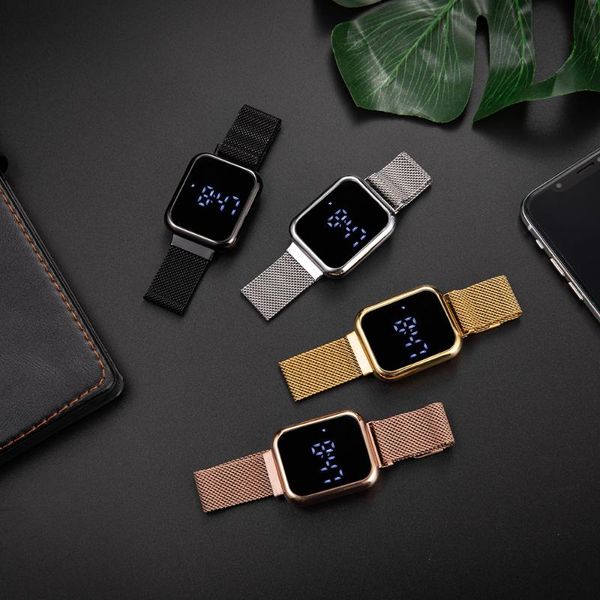 wristwatches fashion luxury men's electronic watches led display for men women gold silver black stainless steel strap with magnetic bu, Slivery;brown
wristwatches fashion luxury men's electronic watches led display for men women gold silver black stainless steel strap with magnetic bu, Slivery;brown
