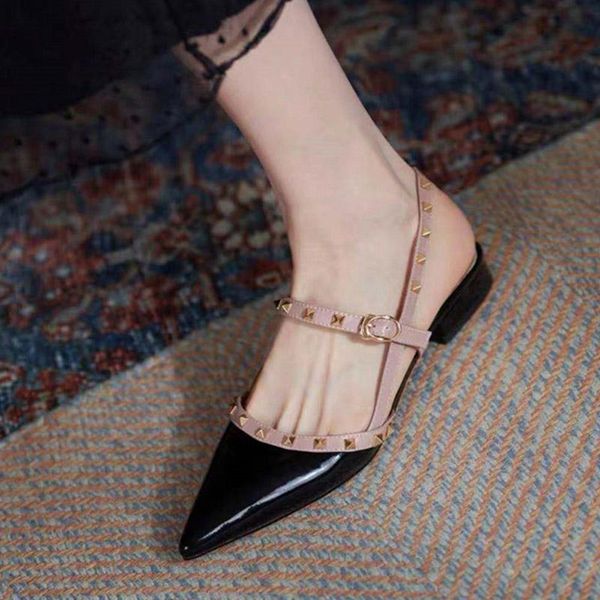 sandals 2021 summer women flats pointed tod rivets buckle strap ladies shoes patent leather designer sandalias mujer 9187g, Black
sandals 2021 summer women flats pointed tod rivets buckle strap ladies shoes patent leather designer sandalias mujer 9187g, Black