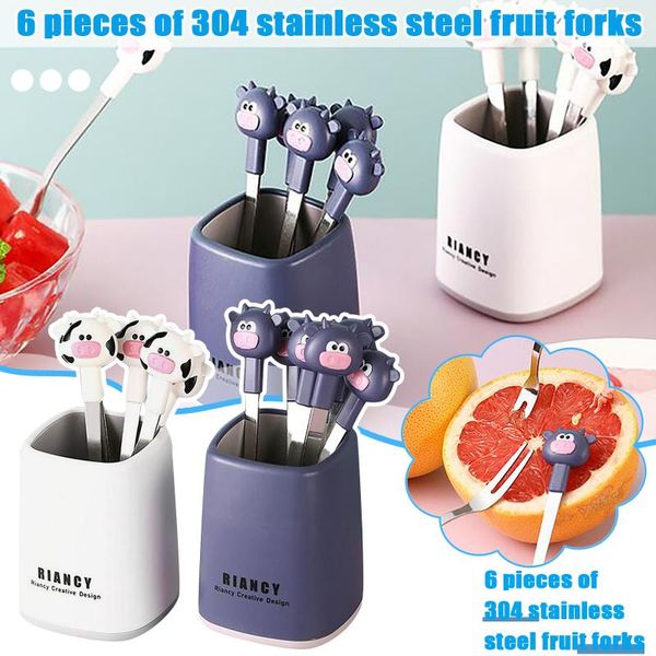forks 6 pack creative cartoon cute fruit fork suit cake two-tooth stainless steel whole household cow kitchen tool
forks 6 pack creative cartoon cute fruit fork suit cake two-tooth stainless steel whole household cow kitchen tool