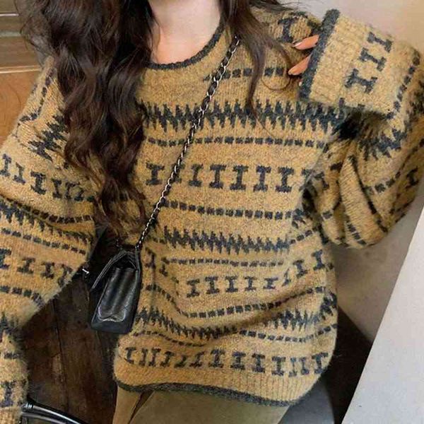 women's sweaters loose retro sweater ladies around the long-sleeved neck striped mesh fashion all-match fall and winter wlhb, White;black
women's sweaters loose retro sweater ladies around the long-sleeved neck striped mesh fashion all-match fall and winter wlhb, White;black