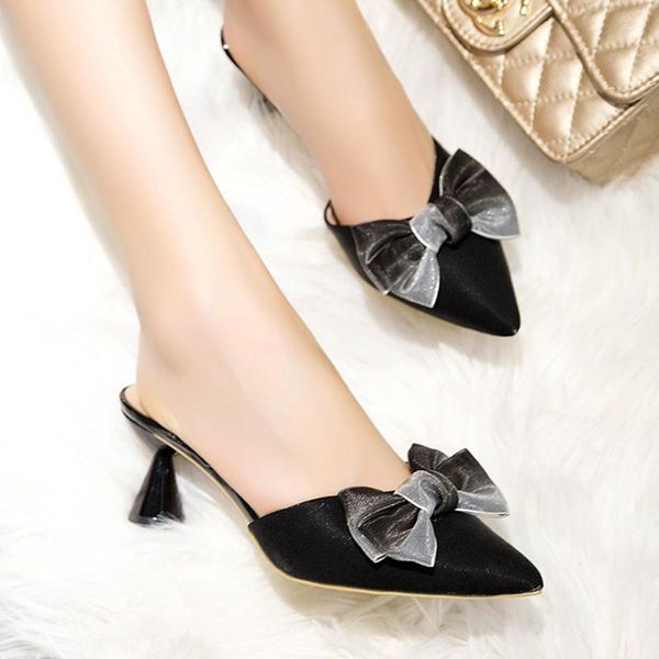 slippers summer shoes women pointed toe dress woman slides bow high heels pumps cover slipper zapatos mujer sdc4, Black
slippers summer shoes women pointed toe dress woman slides bow high heels pumps cover slipper zapatos mujer sdc4, Black