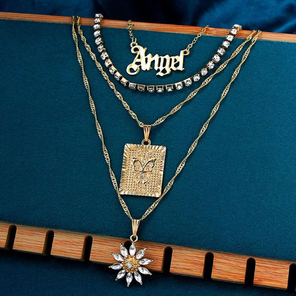 fashion crystal flower pendant necklaces for women multilayer metal butterfly letter tennis chain choker jewelry gifts chains, Silver
fashion crystal flower pendant necklaces for women multilayer metal butterfly letter tennis chain choker jewelry gifts chains, Silver
