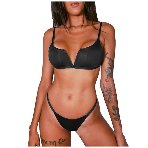 women's swimwear brazilian bikini set push up v neck tube high waist micro thong g strings brasileño mujer, White;black
women's swimwear brazilian bikini set push up v neck tube high waist micro thong g strings brasileño mujer, White;black