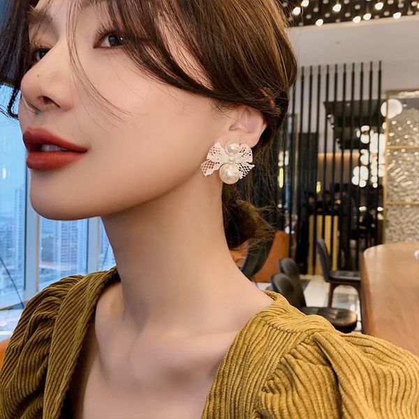 hoop & huggie mesh bow earrings korean style imitation pearl internet celebrity mori fashion fairy women, Golden;silver
hoop & huggie mesh bow earrings korean style imitation pearl internet celebrity mori fashion fairy women, Golden;silver