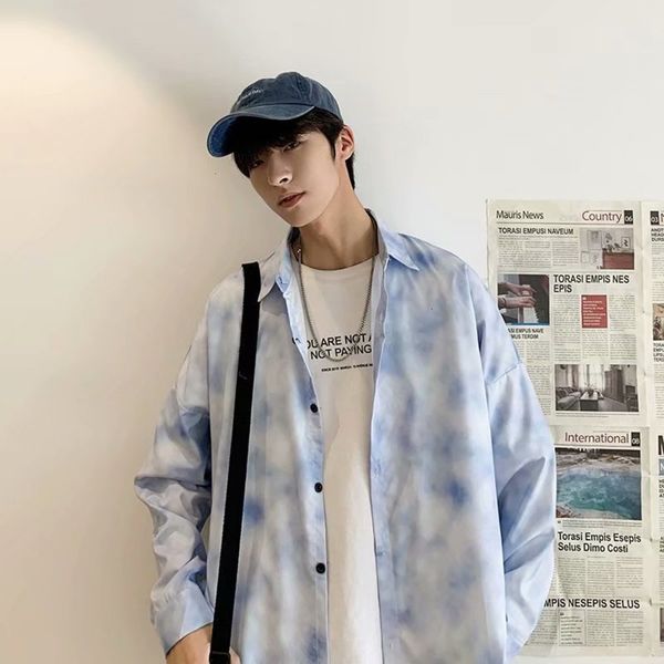 men's casual shirts shirt ruffian handsome trend tie dyed long sleeve loose men's fashion brand spring and autumn korean thin jack, White;black
men's casual shirts shirt ruffian handsome trend tie dyed long sleeve loose men's fashion brand spring and autumn korean thin jack, White;black