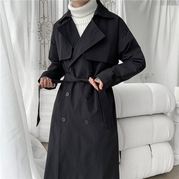 men's trench coats wear autumn double-breasted long over-knee coat oversized windbreaker with belt, Tan;black
men's trench coats wear autumn double-breasted long over-knee coat oversized windbreaker with belt, Tan;black