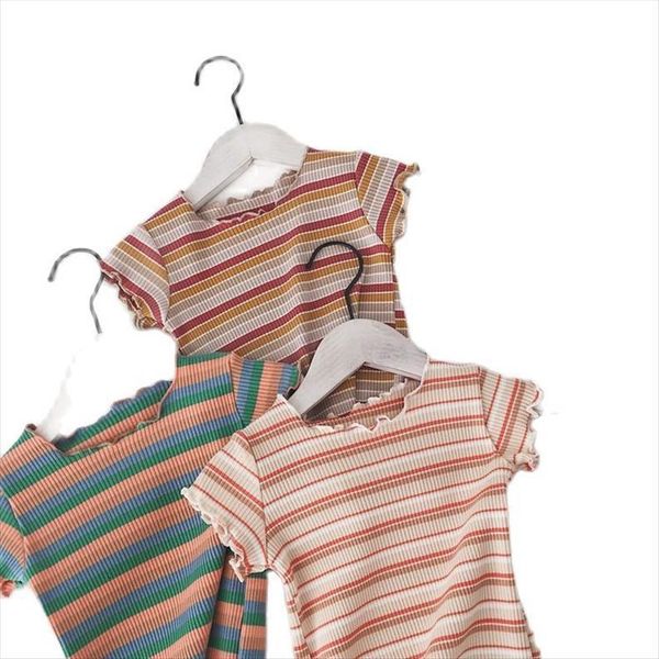 girls t shirt summer baby short sleeved color striped lace collar cotton childrens clothing p4234, Blue
girls t shirt summer baby short sleeved color striped lace collar cotton childrens clothing p4234, Blue