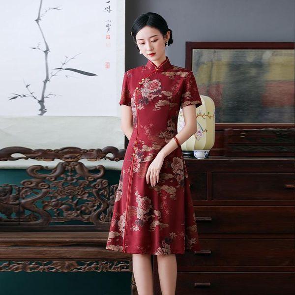 ethnic clothing women red satin floral print qipao vintage button evening party dress chinese style short sleeve cheongsam vestidos
ethnic clothing women red satin floral print qipao vintage button evening party dress chinese style short sleeve cheongsam vestidos