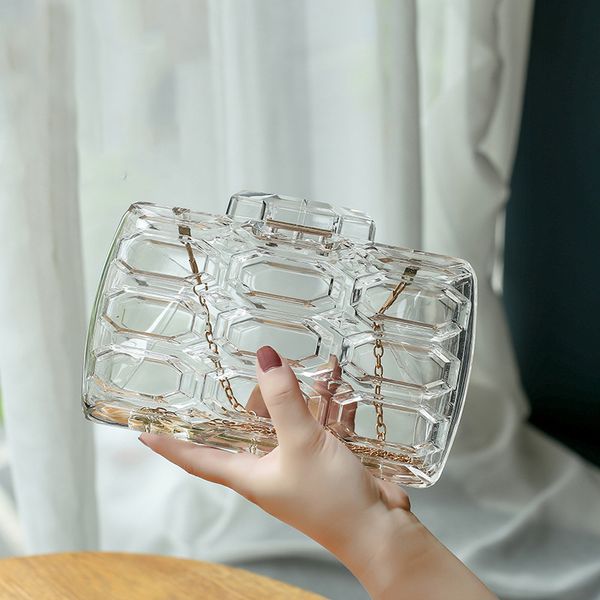 mini transparent handbag women's clutch purse honeycomb evening bag metal chain shoulder bags for party
mini transparent handbag women's clutch purse honeycomb evening bag metal chain shoulder bags for party