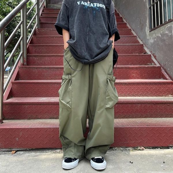 men's pants japanese retro big pocket overalls for men and women loose wide-leg all-match, Black
men's pants japanese retro big pocket overalls for men and women loose wide-leg all-match, Black
