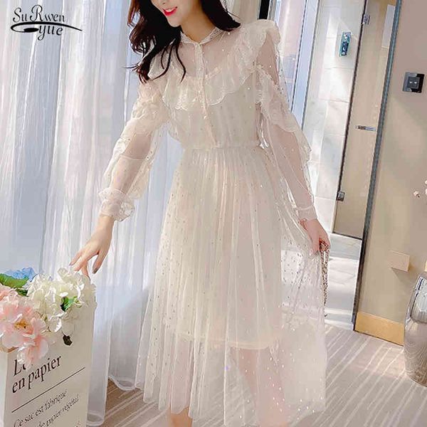 fashion lace up mesh women dress vintage puff sleeve long es elegant button party two piece vestidos 13385 210508, Black;gray
fashion lace up mesh women dress vintage puff sleeve long es elegant button party two piece vestidos 13385 210508, Black;gray