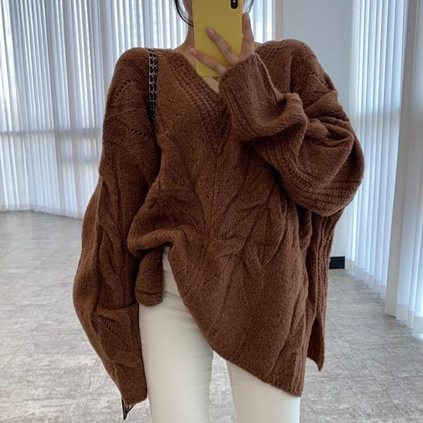 women's sweaters korea chic autumn v-neck cashmere pullover loose linen pattern solid color skin-friendly long-sleeved warm sweater wom, White;black
women's sweaters korea chic autumn v-neck cashmere pullover loose linen pattern solid color skin-friendly long-sleeved warm sweater wom, White;black