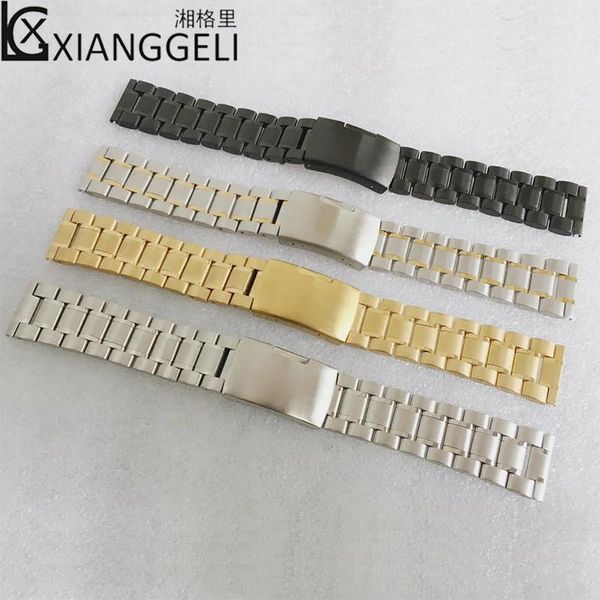 watch bands 18mm---24mm solid strap with folding buckle three beads stainless steel accessories metal bracelet, Black;brown
watch bands 18mm---24mm solid strap with folding buckle three beads stainless steel accessories metal bracelet, Black;brown