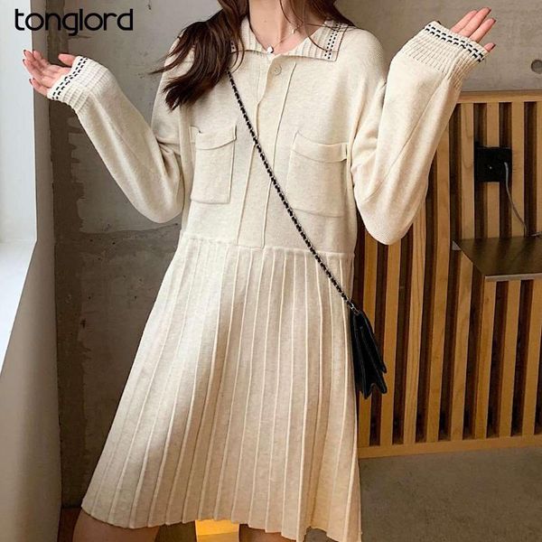 casual dresses autumn pleated knitted dress with pockets for women long sleeve doll collar sweater female loose midi bottoming 2021, Black;gray
casual dresses autumn pleated knitted dress with pockets for women long sleeve doll collar sweater female loose midi bottoming 2021, Black;gray