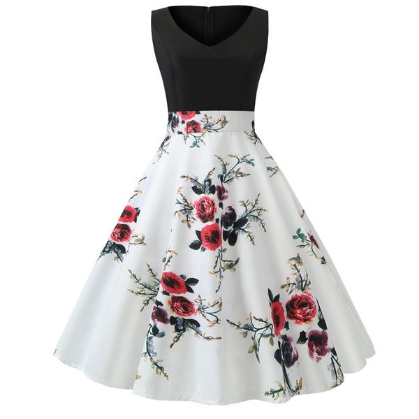 casual patchwork sleeveless print women slim v neck floral ladies new elegant spring summer swing party dress, Black;gray
casual patchwork sleeveless print women slim v neck floral ladies new elegant spring summer swing party dress, Black;gray