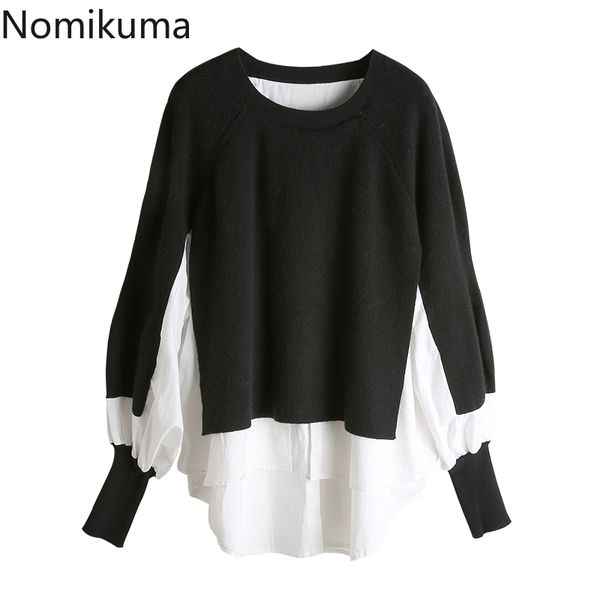 nomikuma sweater patchwork blouse fake two pieces knitwear causal bat sleeve o-neck pull femme autumn winter knitted 6c956 210427, White;black
nomikuma sweater patchwork blouse fake two pieces knitwear causal bat sleeve o-neck pull femme autumn winter knitted 6c956 210427, White;black
